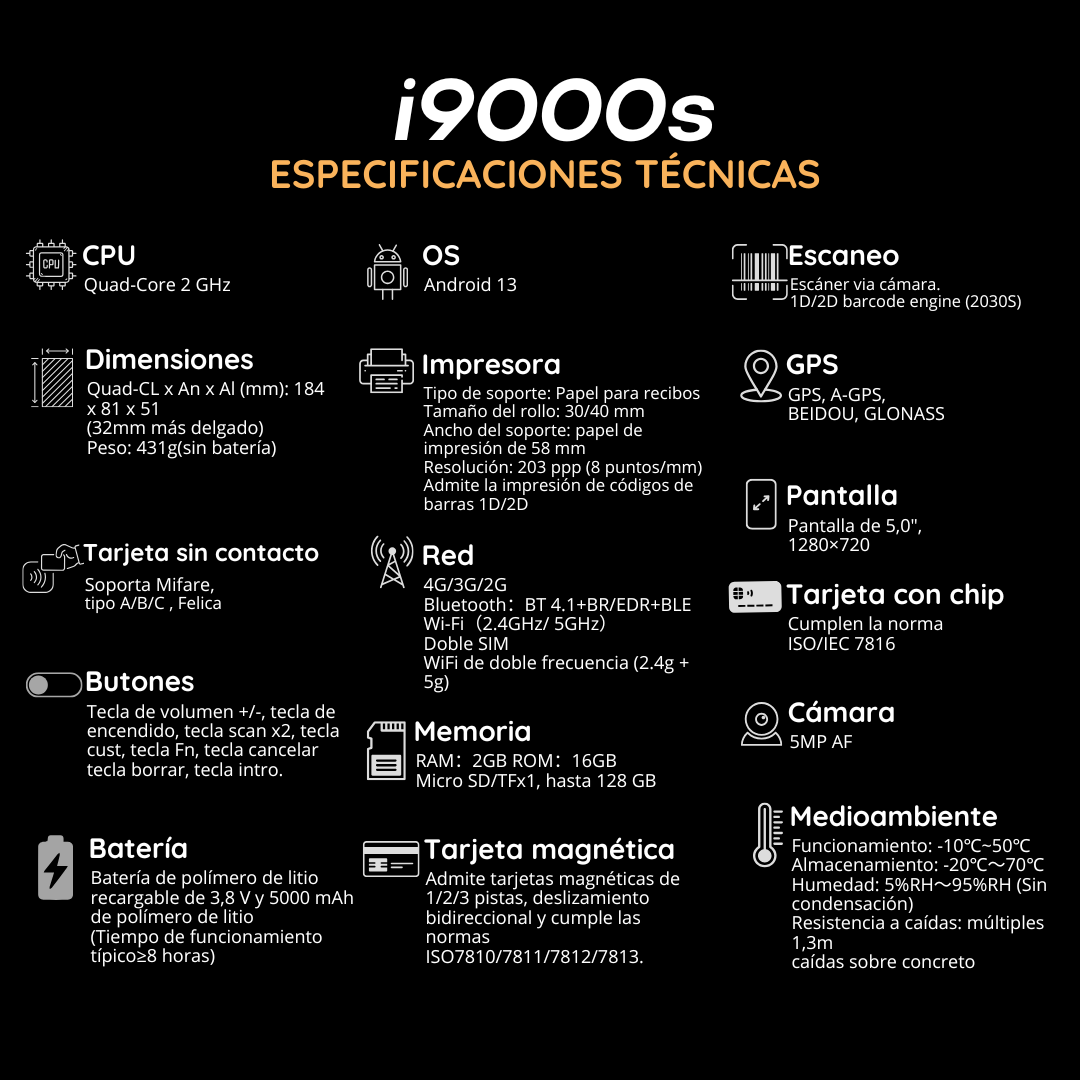 Punto de Venta POS i9000S con Android 13