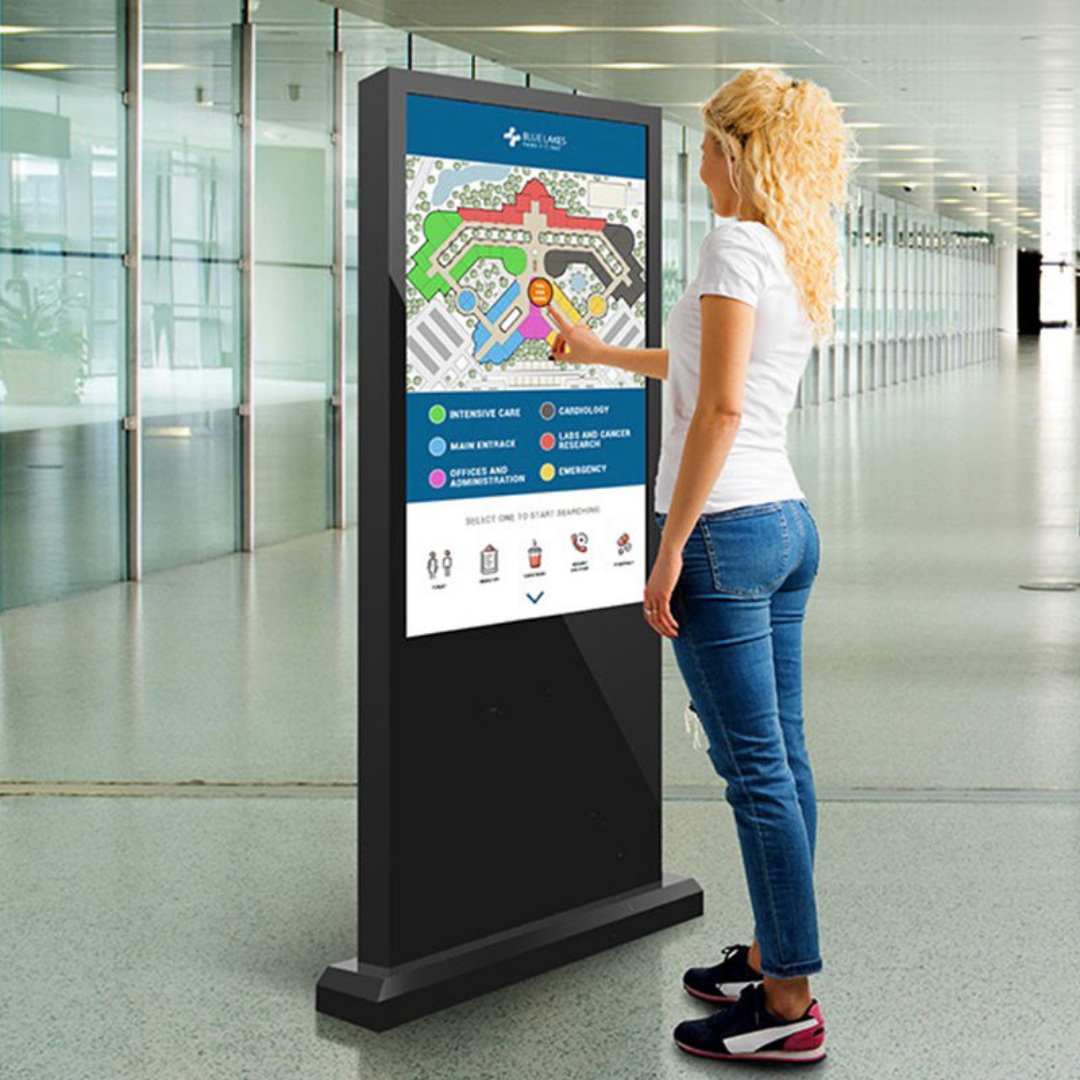KINGONE 55 Kiosco Interactivo de Interior LCD Tótem de Señalización Soporte de Suelo Pantalla Táctil Tablero de Publicidad Digital
