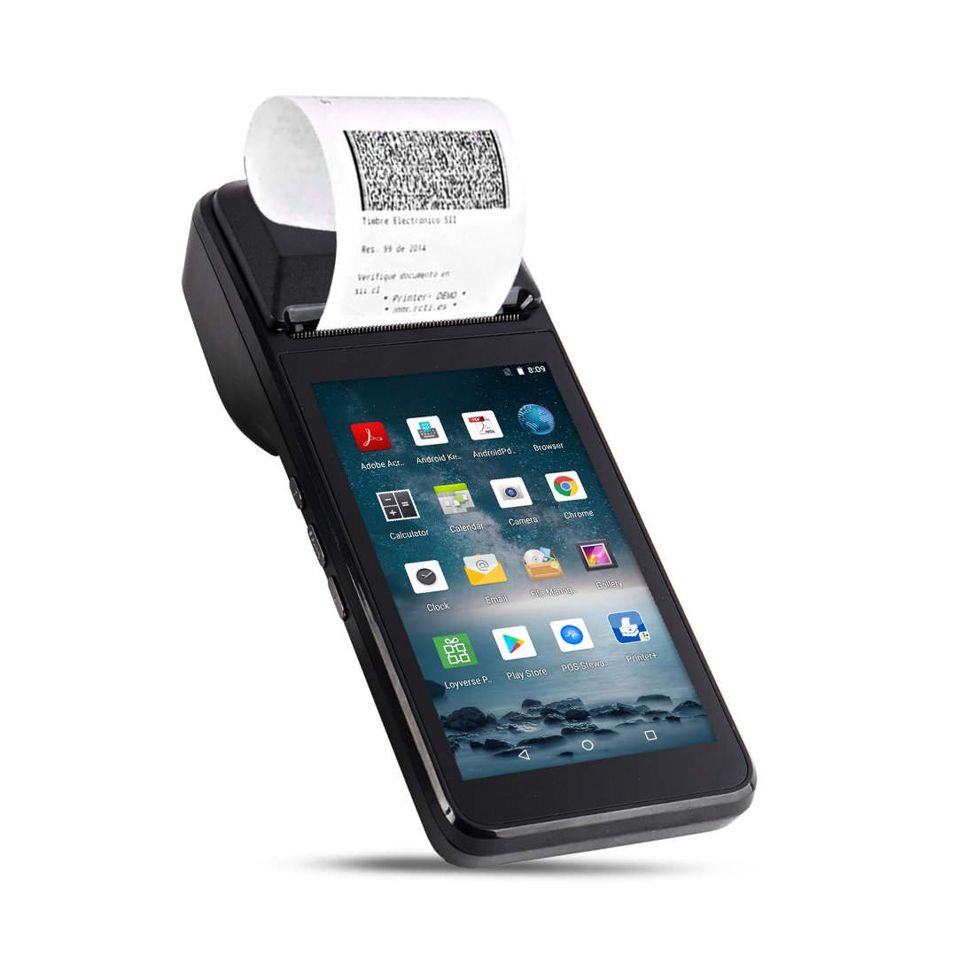 Imagen del Punto de venta H5 con Android 8.1 e Impresora de Recibos, donde se ve su pantalla mientras se imprime un recibo de compra