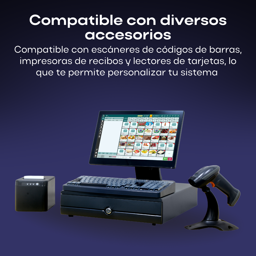 Punto de Venta Windows 11 con Pantalla Táctil Dual de 15.6 Pulgadas, Procesador i5, POS con 8GB RAM + 128GB ROM