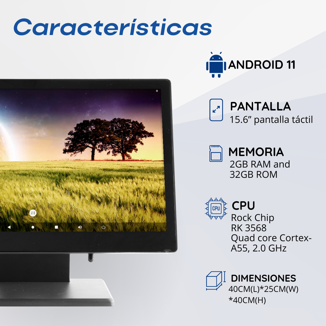 Punto de Venta Android 11 con Pantalla Táctil de 15.6'' M8A