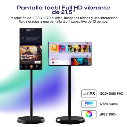 Smart TV Portátil Táctil Android de 21.5" con Soporte