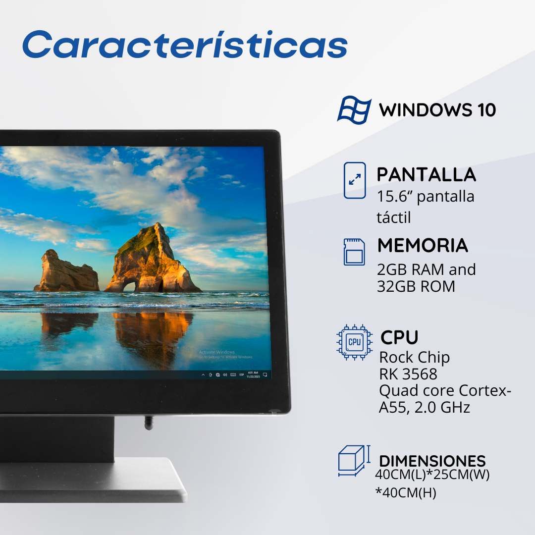 Punto de Venta Windows 10 con Pantalla Táctil de 15.6'' M8W