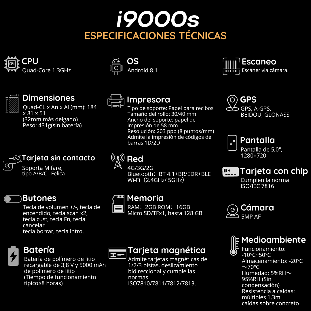 Punto de Venta POS i9000S con Android 8.1