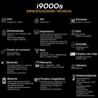 Punto de Venta POS i9000S con Android 8.1