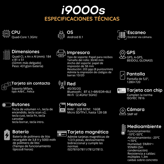Punto de Venta POS i9000S con Android 8.1