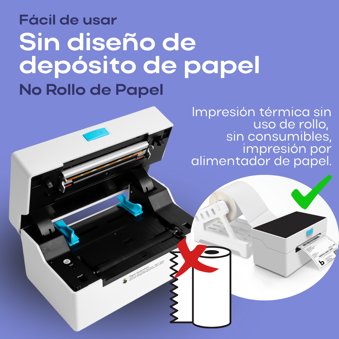 Impresora de Etiquetas Térmica Directa de 4 Pulgadas, Alta Velocidad 160mm/s, Conexión USB/Bluetooth/WiFi
