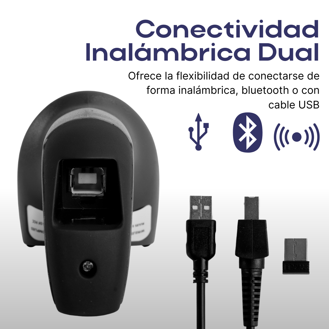 Escáner de Código de Barras 2D Inalámbrico y Bluetooth, Lectura de Códigos 1D y 2D