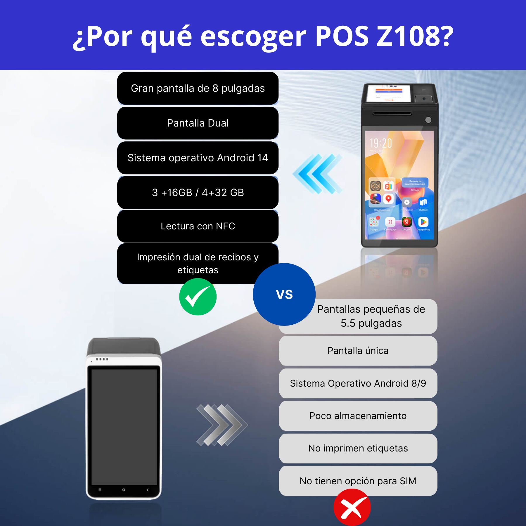 punto de venta android 14 pos impresora de recibos 