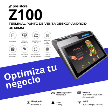 punto de venta android 11 terminal POS impresora de recibos de 58mm