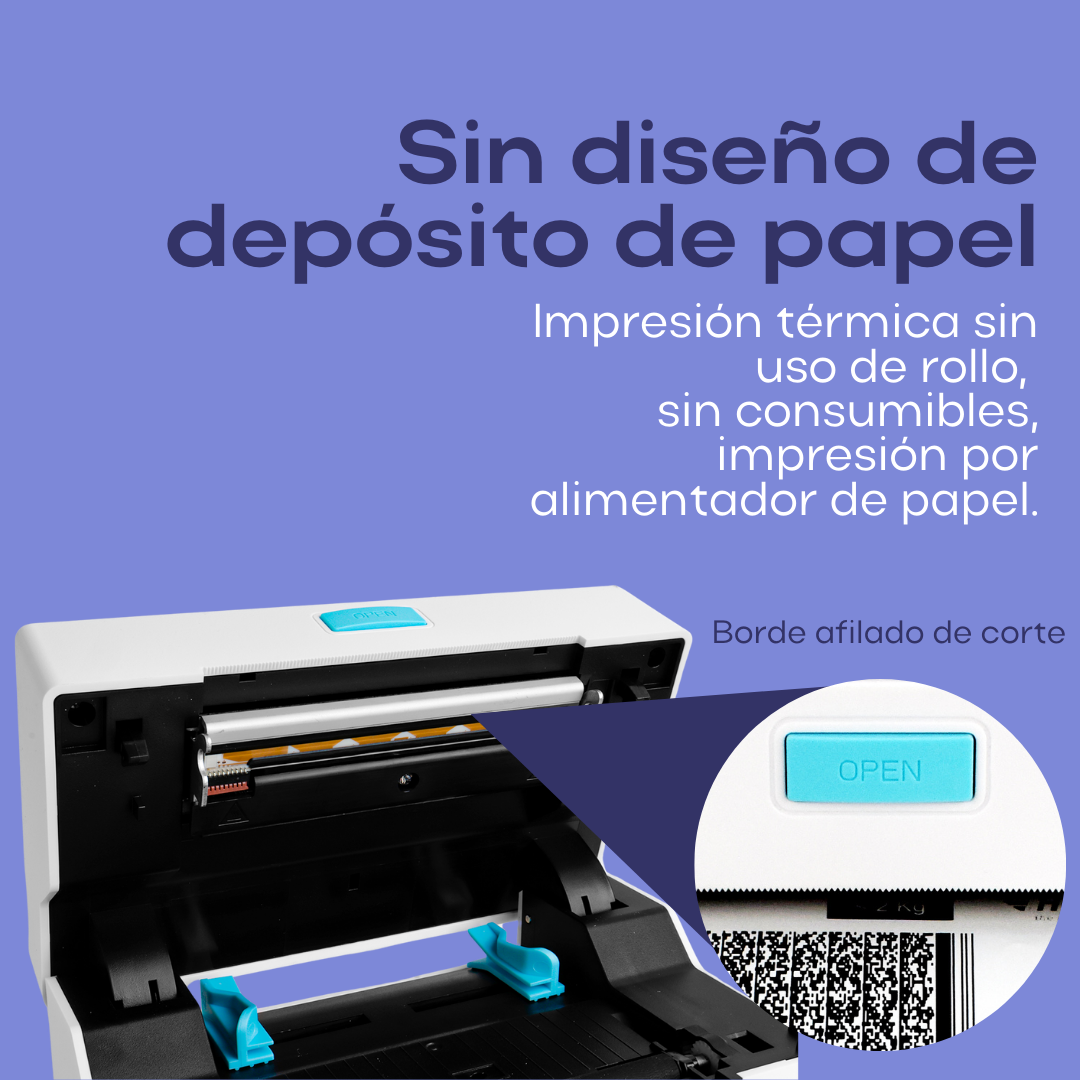Impresora de Etiquetas Térmica Directa de 4 Pulgadas, Alta Velocidad 160mm/s, Conexión USB/Bluetooth/WiFi