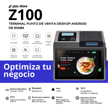 punto de venta android 11 terminal POS impresora de recibos de 80mm