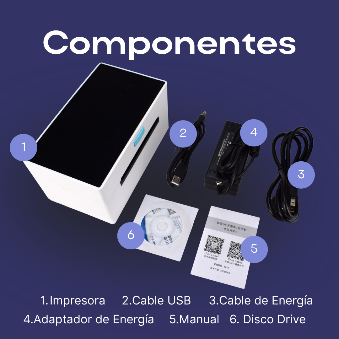 Impresora de Etiquetas Térmica Directa de 4 Pulgadas, Alta Velocidad 160mm/s, Conexión USB/Bluetooth/WiFi
