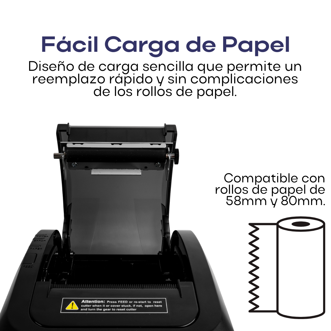 Impresora Térmica de Recibos 80mm WiFi/Bluetooth Alta Velocidad 300mm/s