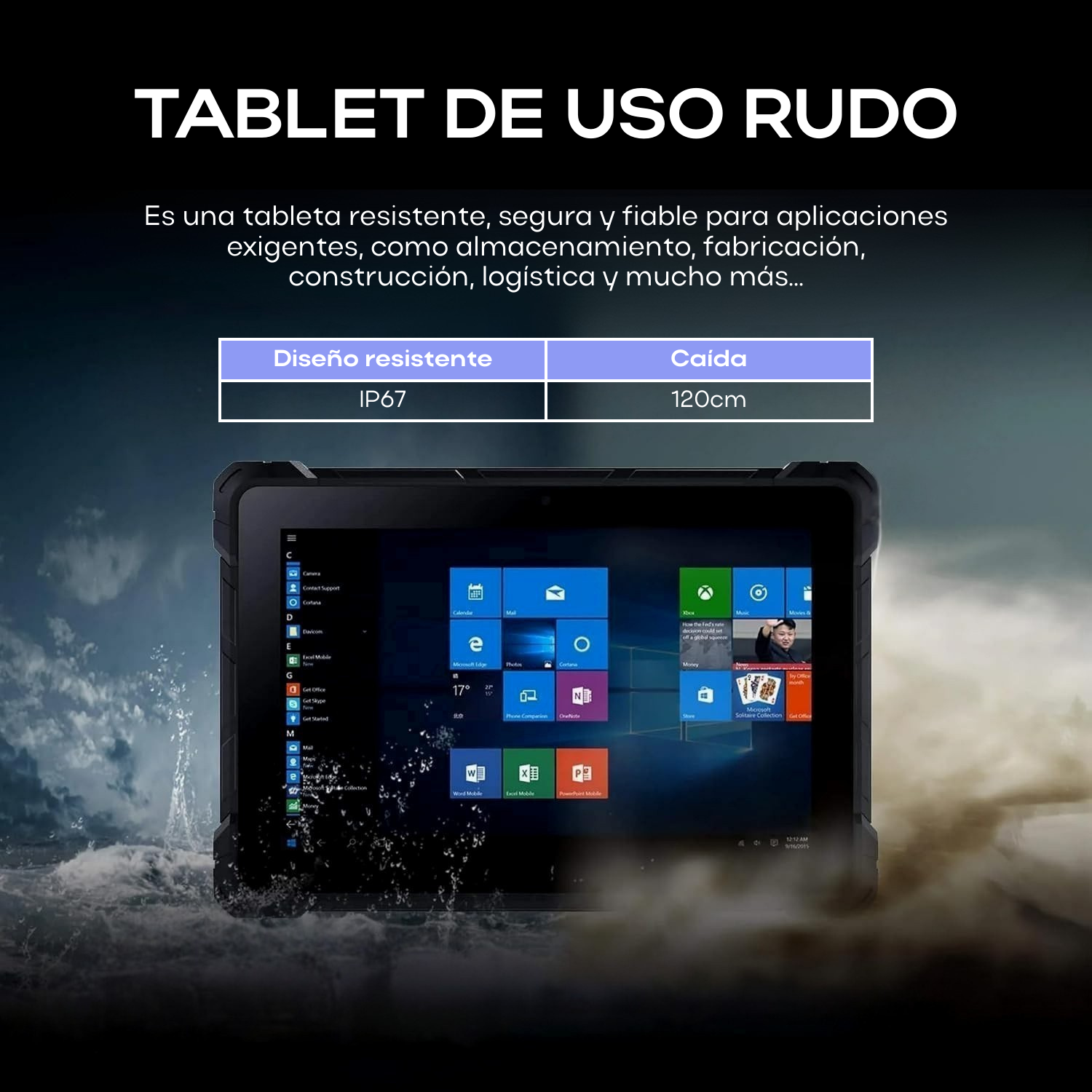 Tablet de uso rudo SP1012N - 10.1 Pulgadas Tablet Windows 11 a Prueba de Agua y Polvo