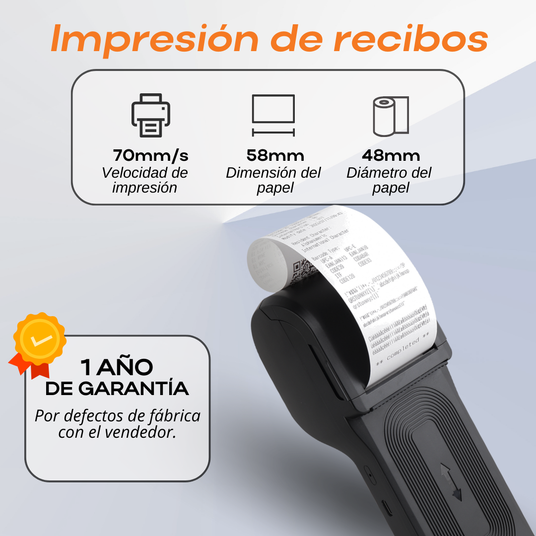 Punto de Venta Impresora Térmica Portátil XP-P1 y Escáner de Códigos de Barras 1D/2D