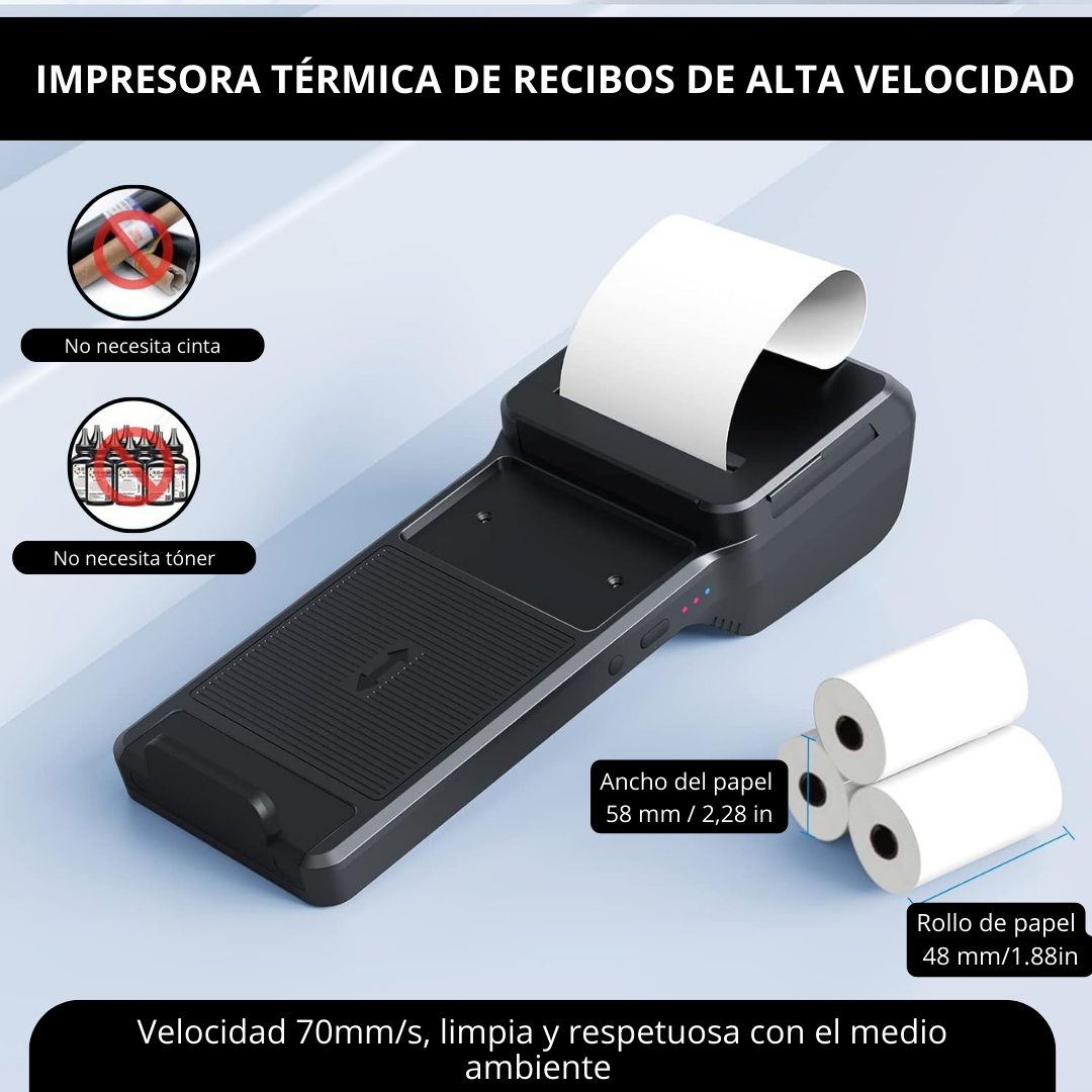 Punto de Venta Impresora Térmica Portátil XP-P1 y Escáner de Códigos de Barras 1D/2D