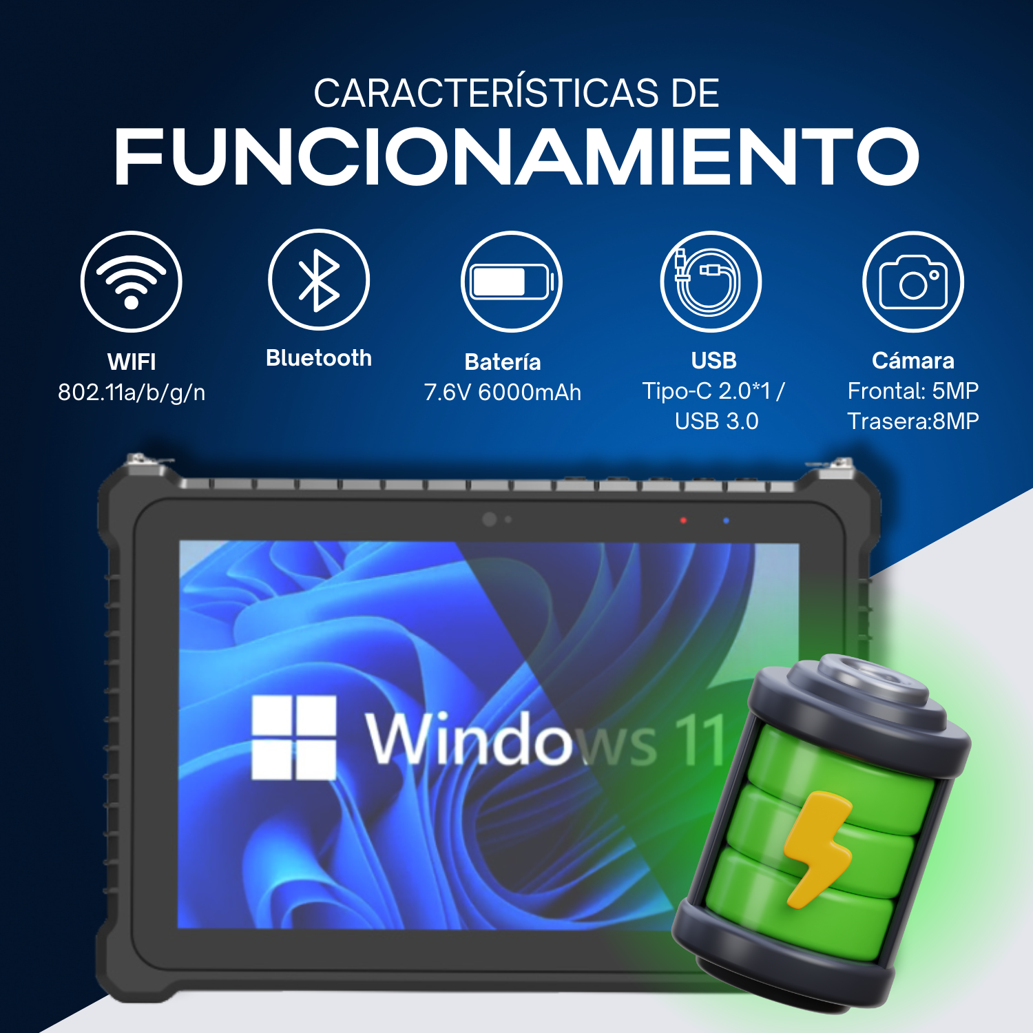 Tablet de uso rudo SP1012N - 10.1 Pulgadas Tablet Windows 11 a Prueba de Agua y Polvo