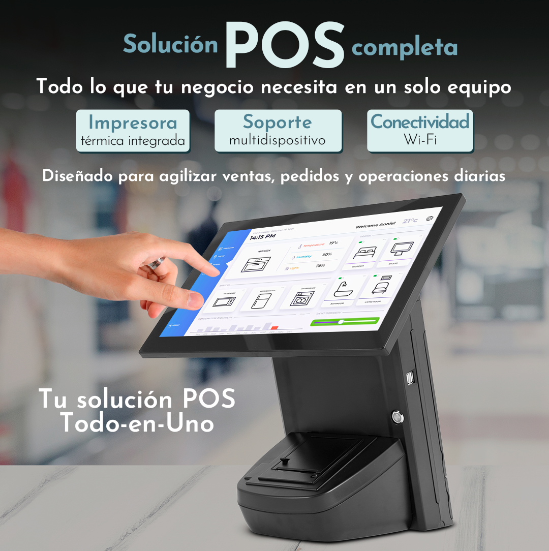 Punto de Venta Todo en Uno 15.6" — Windows 11, Core i5 e Impresora Térmica 58mm