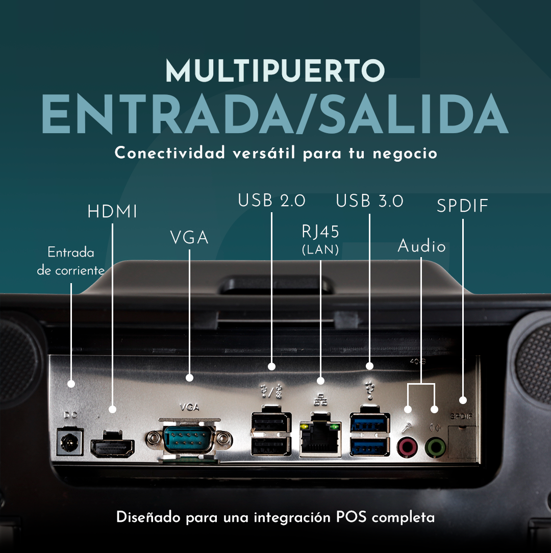 Punto de Venta Todo en Uno 15.6" — Windows 11, Core i5 e Impresora Térmica 58mm
