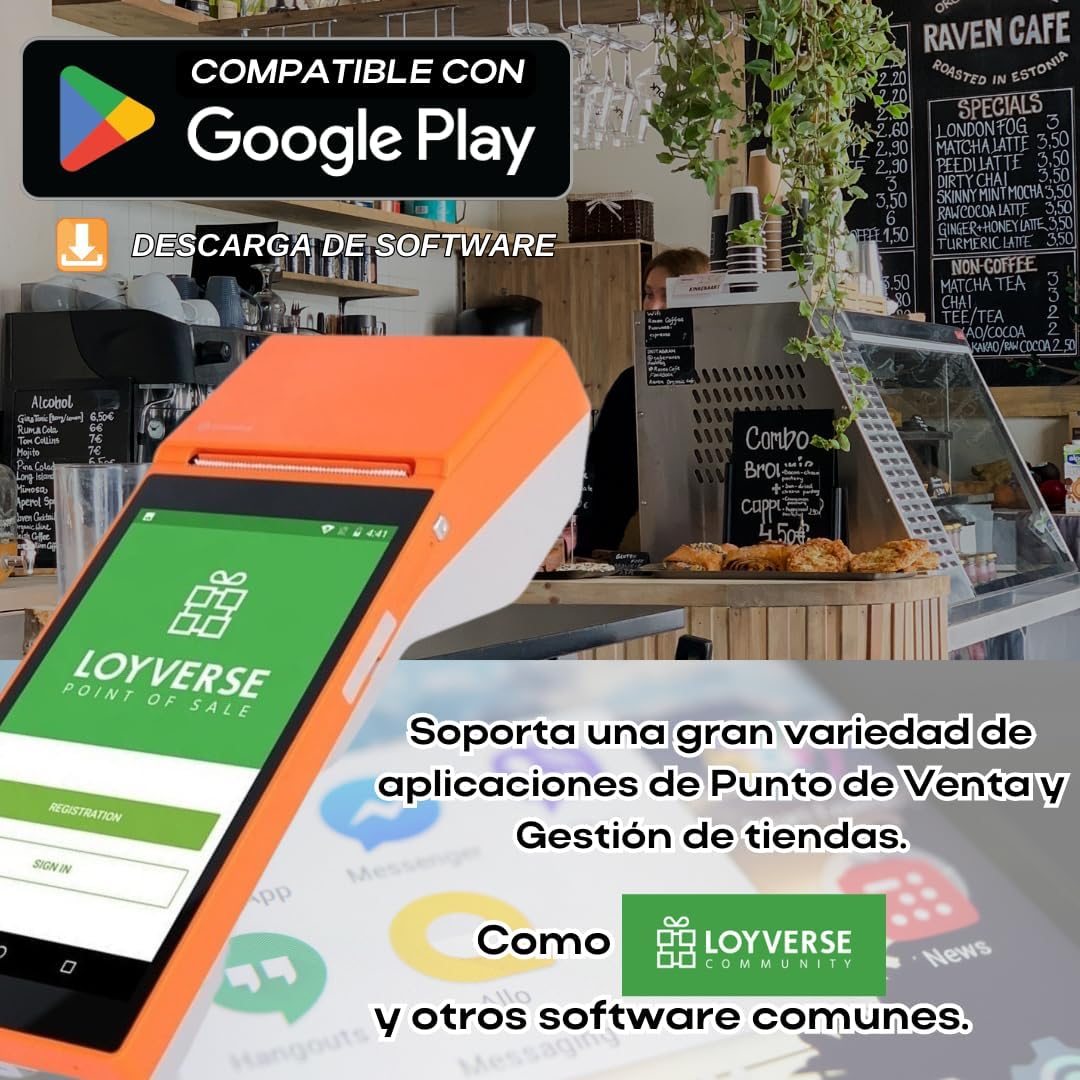 Punto de Venta Terminal Inalámbrico Scangle SP01 con Android 8.1 e Impresora de Recibos 58mm, Pantalla Touch 5.5” y Lector de Códigos 1D/2D/QR.