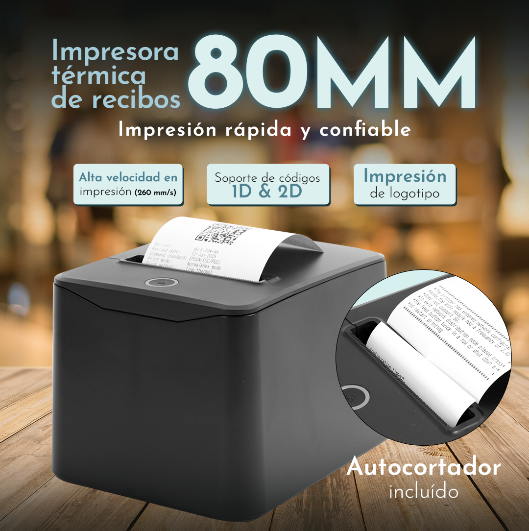 Impresora Térmica de Recibos 80mm WiFi y Bluetooth 300mm/s | POS Store