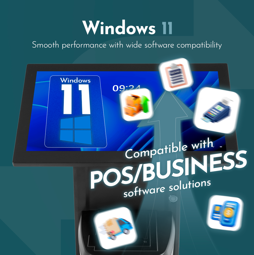 Punto de Venta Todo en Uno 15.6" — Windows 11, Core i5 e Impresora Térmica 58mm