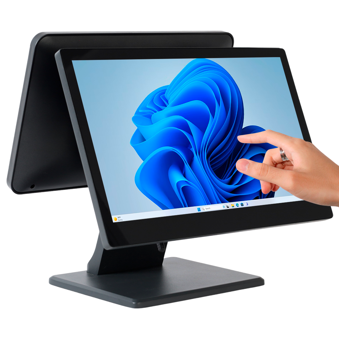 Punto de Venta Windows 11 con Pantalla Táctil Dual de 15.6” + 13”, Procesador i5, POS con 8GB RAM + 128GB ROM