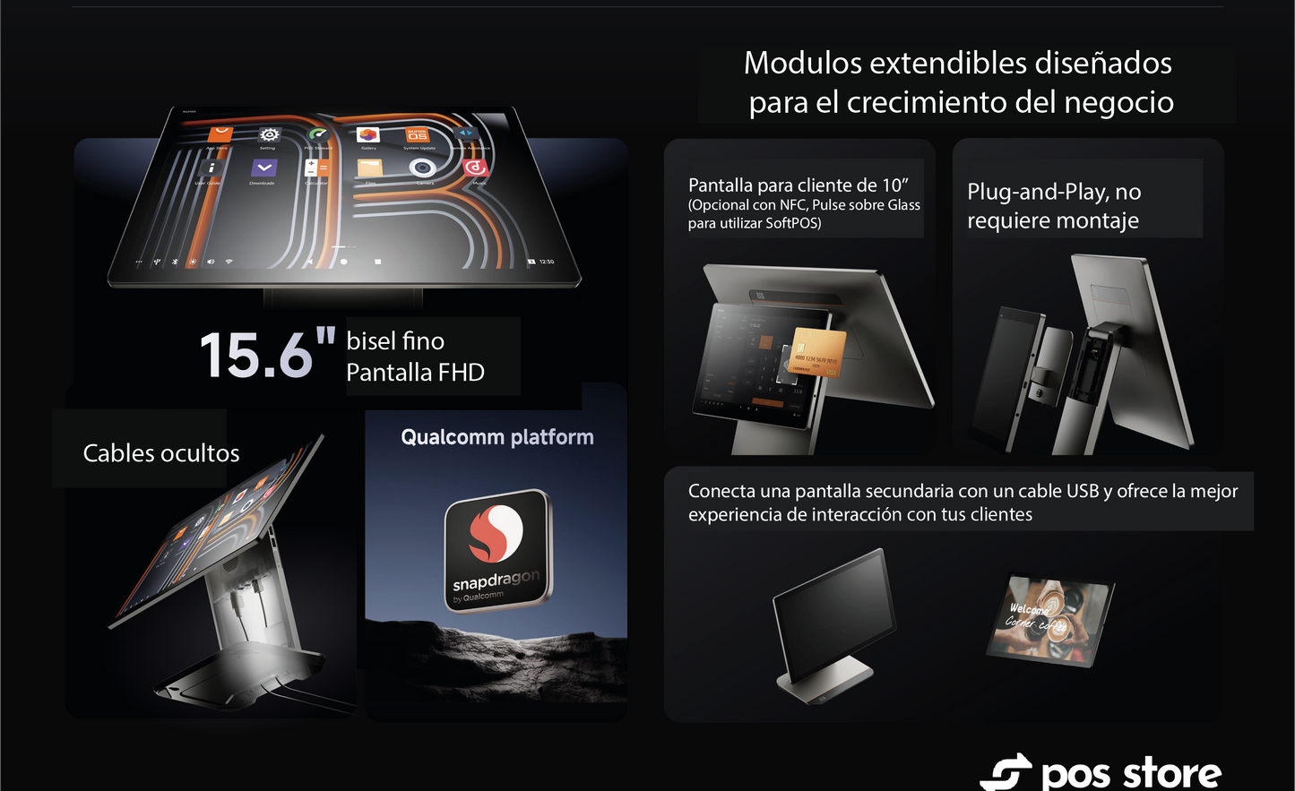 POS Android 13 Sunmi D3 Pro Pantalla Dual