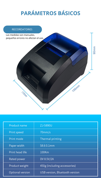 Impresora Térmica de Recibos de 58 mm